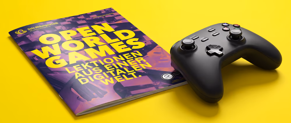 Illustration einer Teilnehmerin am Laptop während des Online-Bildungsurlaubs Open World Games
