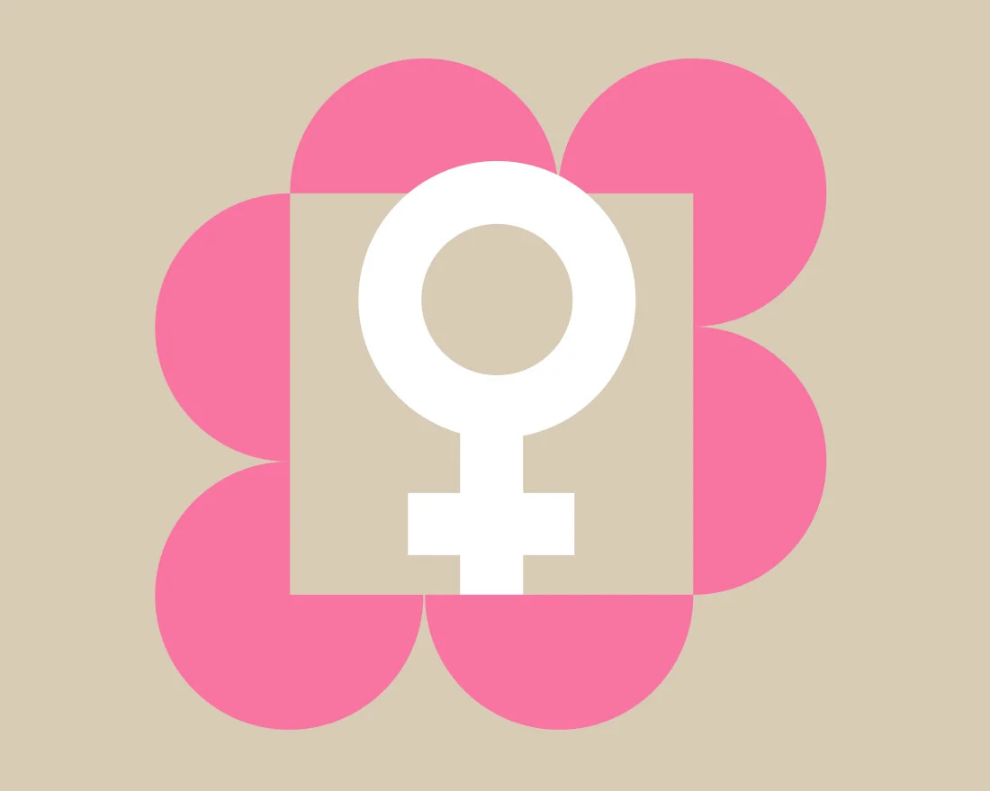 Symbol of female gender inside a flower poster for women's day