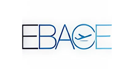 Logo of EBACE with the letter A stylized as an airplane inside a circle.