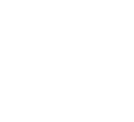 White outline of a three-section building with a taller central tower on a black background.