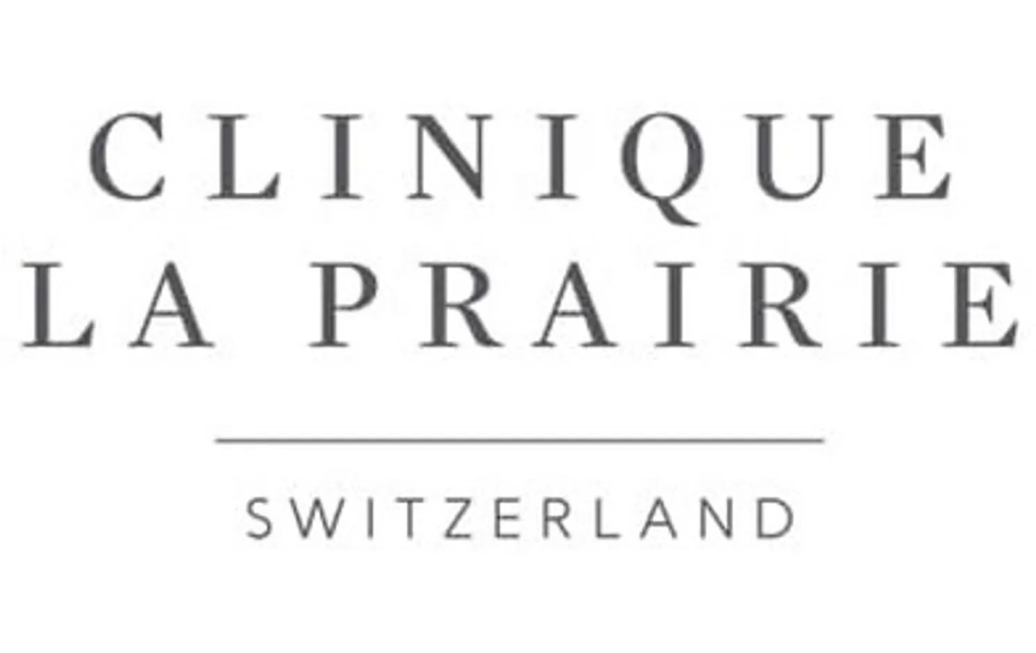 Clinique La Prairie Switzerland logo text in uppercase letters.