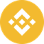 Binance Coin (BNB) cryptocurrency logo with white geometric shapes on a yellow circle.