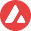 Avalanche cryptocurrency logo with a white stylized letter A on a red circular background.
