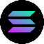 Solana blockchain network logo with overlapping gradient bars in blue and purple.