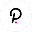 Polkadot cryptocurrency logo with black stylized 'P' inside a black circle on white background.