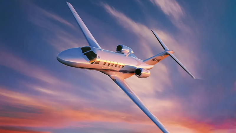 Gliding effortlessly through the clouds: The Cessna Citation CJ2 in flight.