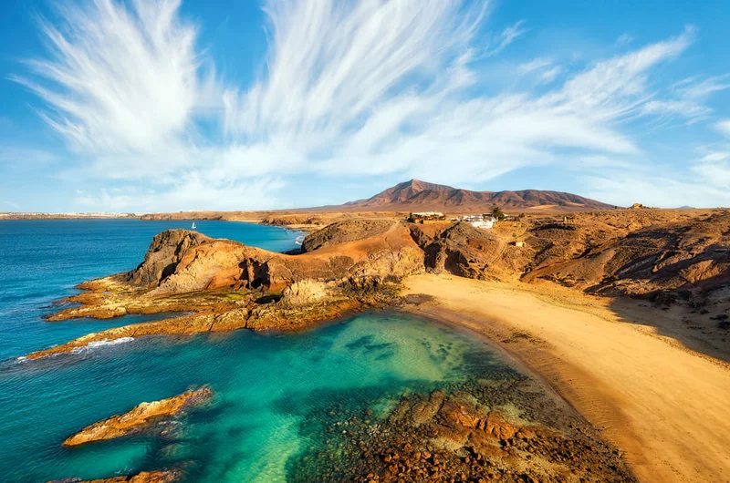 Papagayo strand Lanzarote déli részén, Kanári-szigetek, Spanyolország