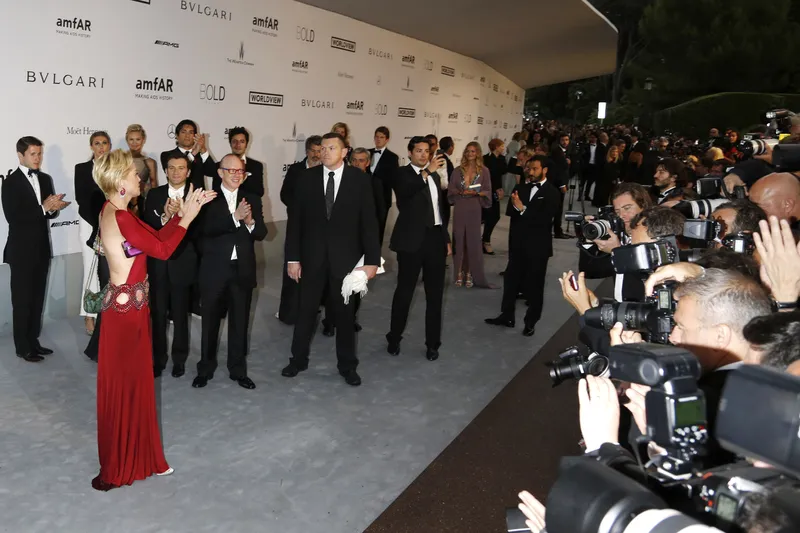 Elegant and timeless, Sharon Stone captivates at the amfAR Gala in Cannes, hosted at the iconic Hotel du Cap-Eden-Roc. 