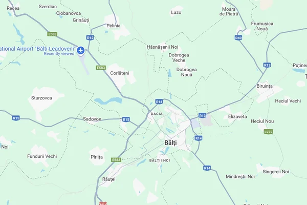 Carte montrant la localisation de l'aéroport international de Bălți en Moldavie.