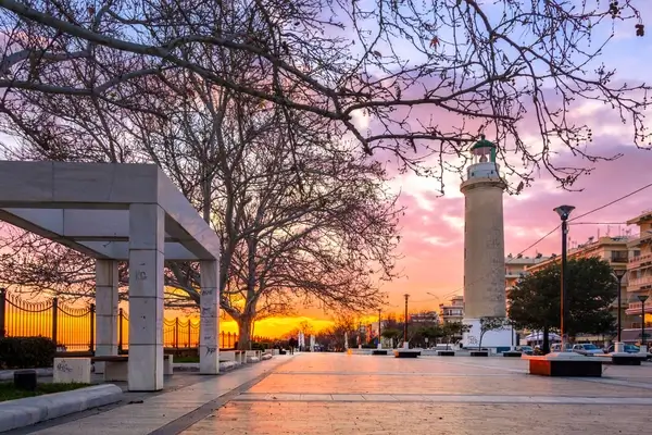 The lighthouse of Alexandroupolis symbol of the town, Greece on December 24, 2018.