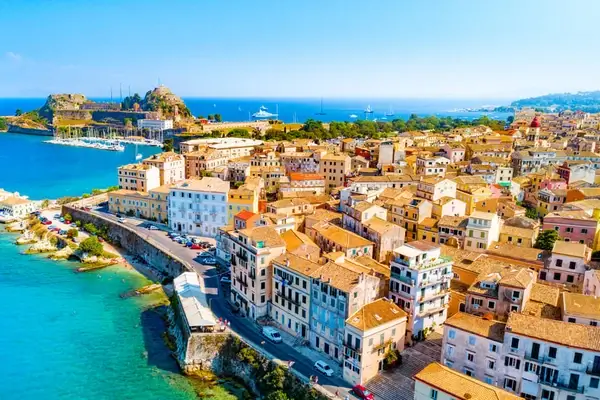 Panoramic view of Kerkyra, capital of Corfu island, Greece