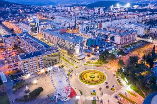 The vibrant cityscape of Podgorica, Montenegro's capital.