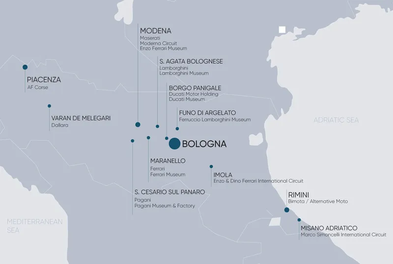 Karte des Motor Valley Events in Bologna