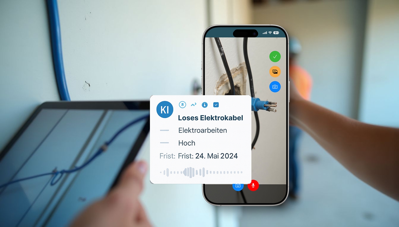 Ausschnitt vom KI-Tool mit Foto vom Baumangel
