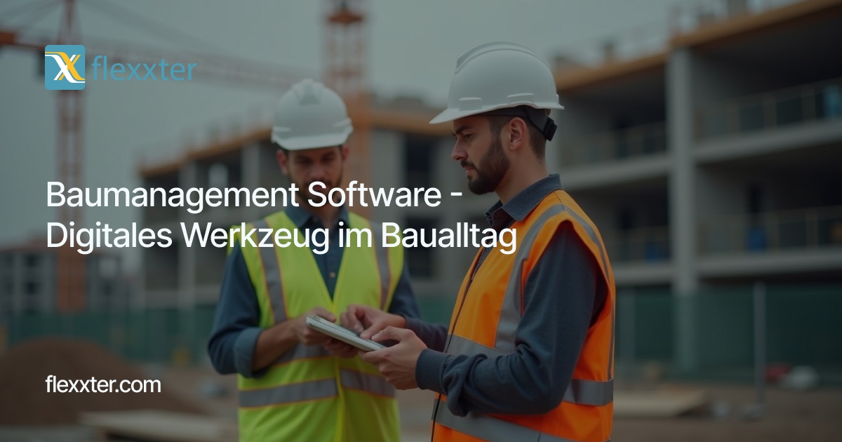 Baumanagement Software – Bauleiter vor Baustelle mit Tablet“