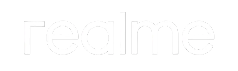 Realme brand logo in white text on a transparent background.