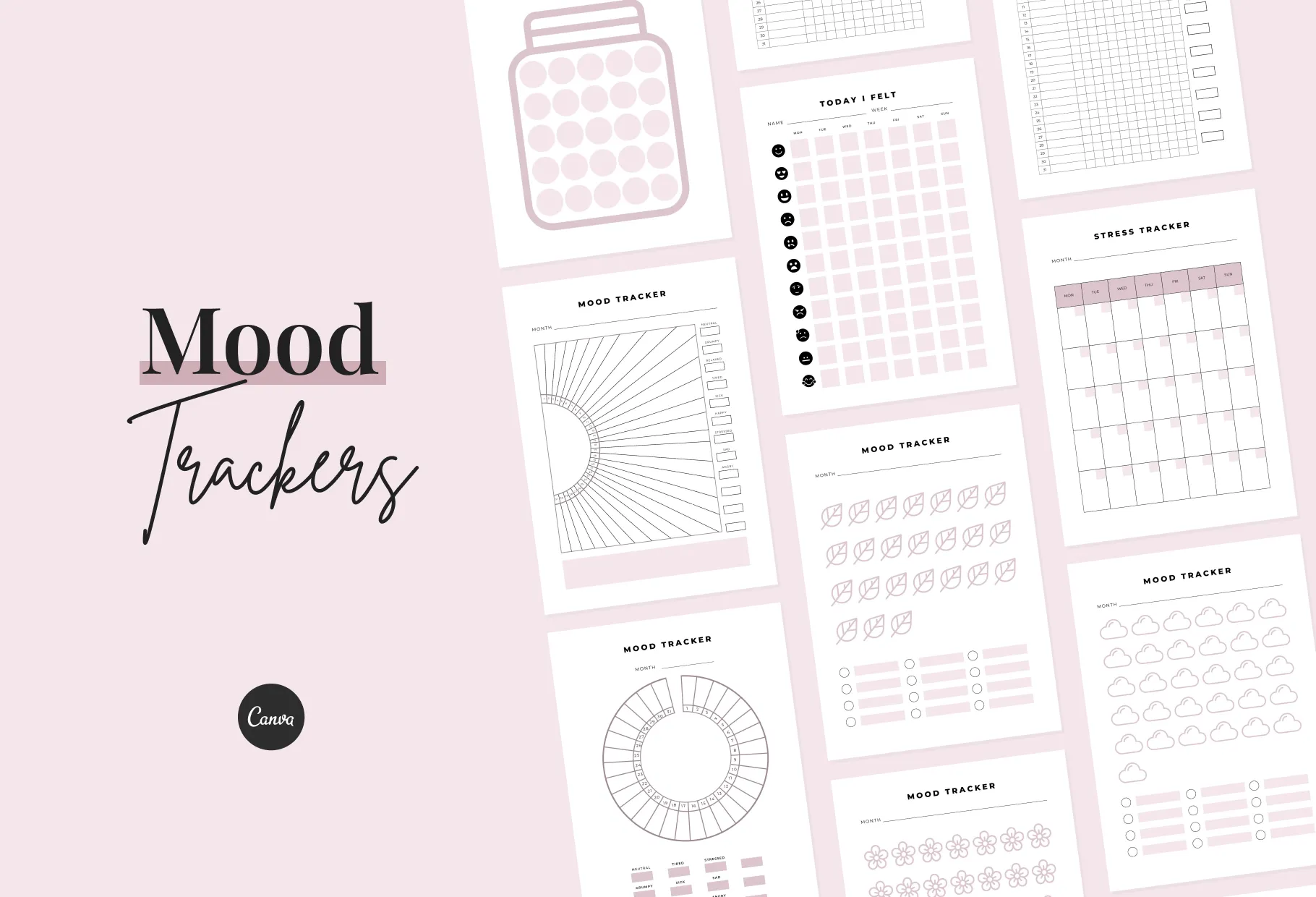 Mood Trackers Planner Canva Template
