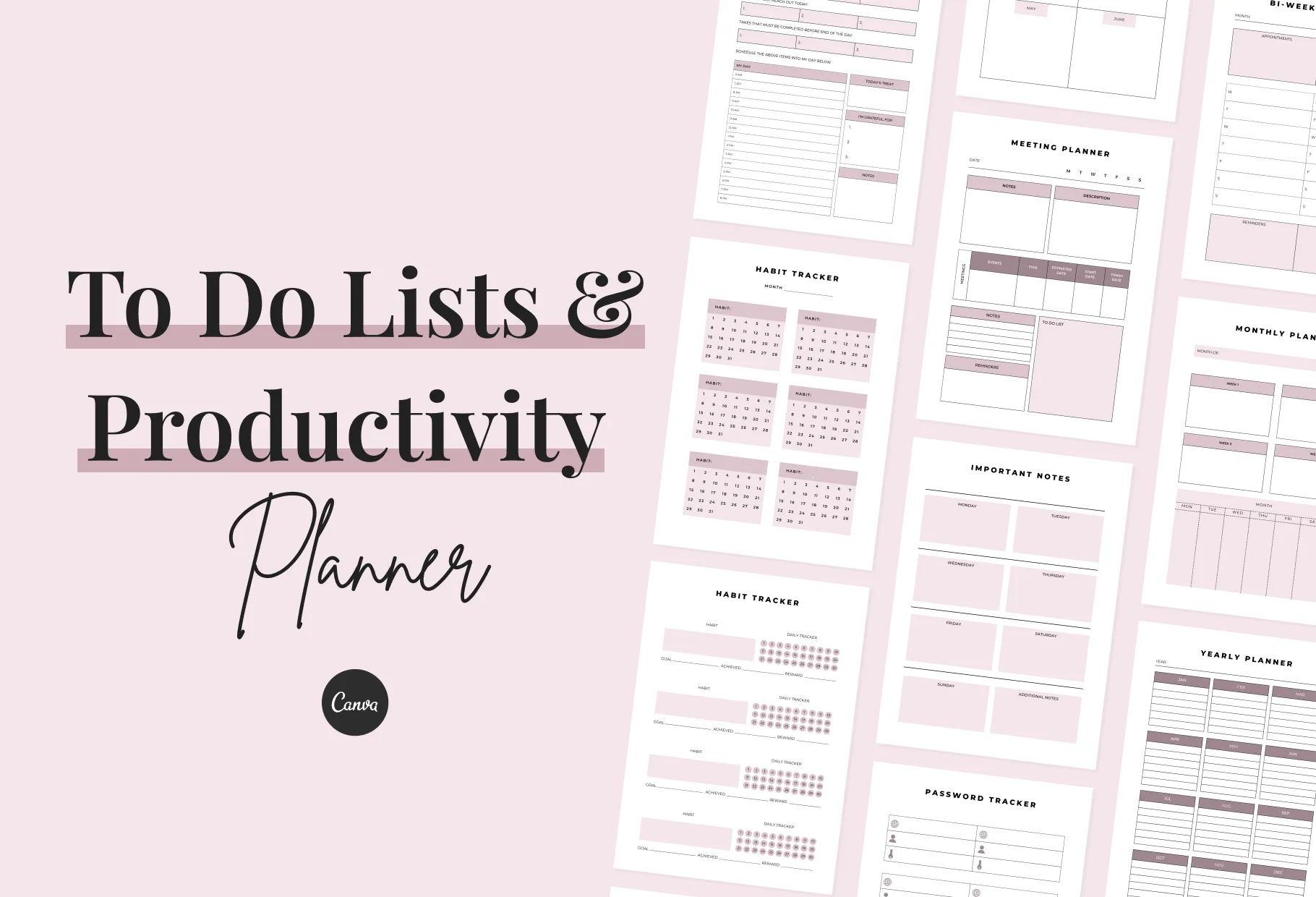 To Do Lists And Productivity Planner Canva Template