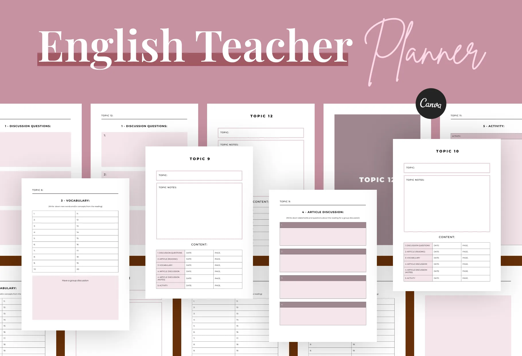 English Teacher Planner Canva Template