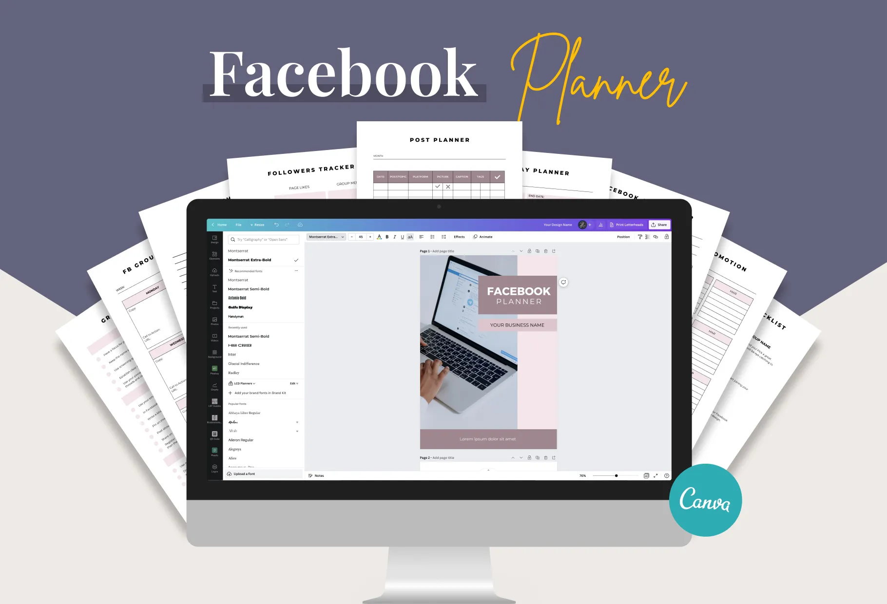 Facebook Planner Canva Template