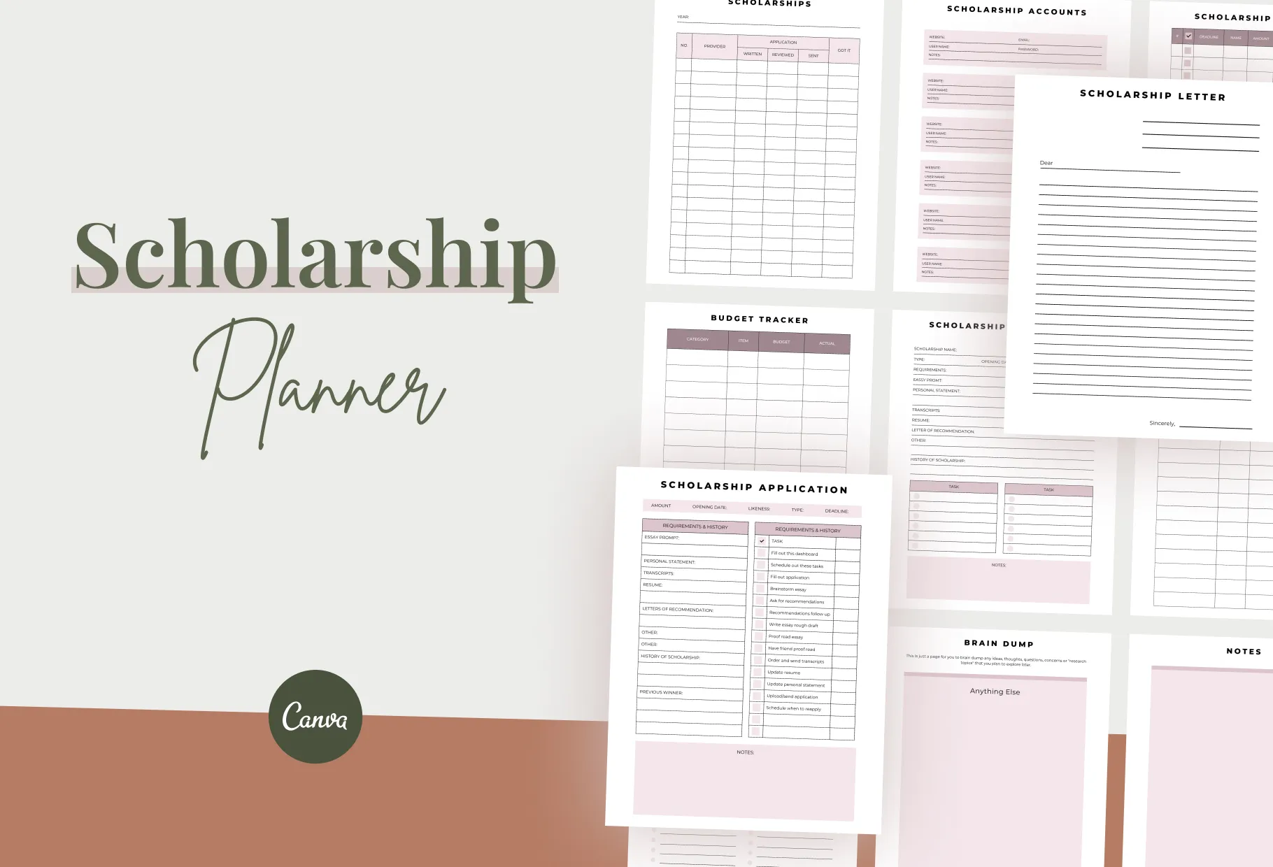 Scholarship Planner Canva Template