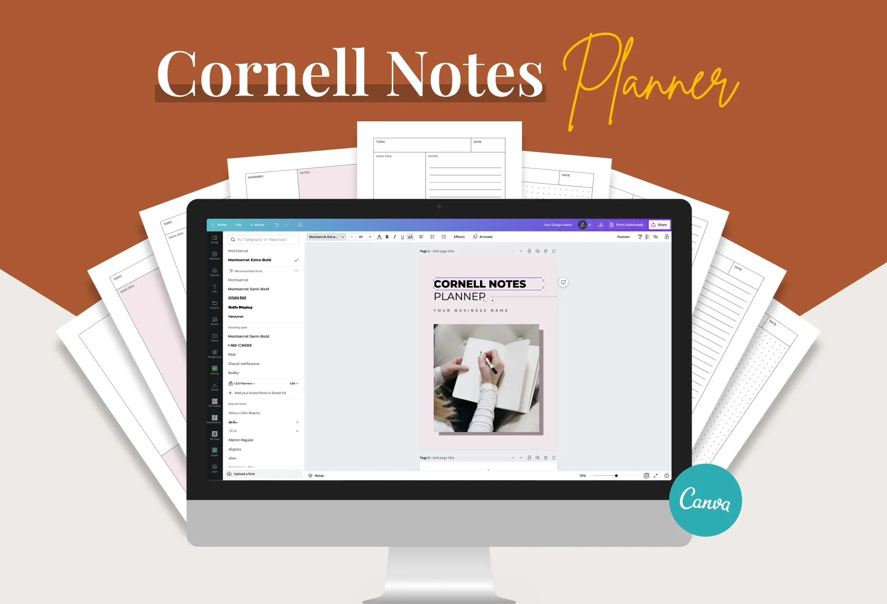 Cornell Notes Planner Canva Template