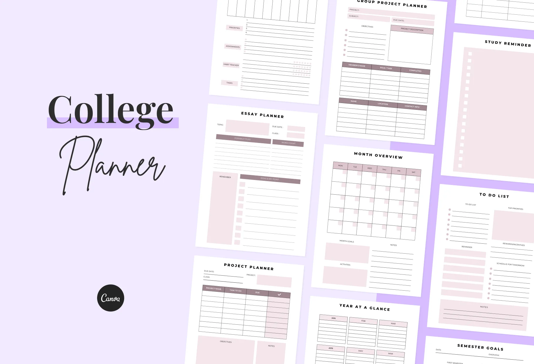 College Planner Canva Template