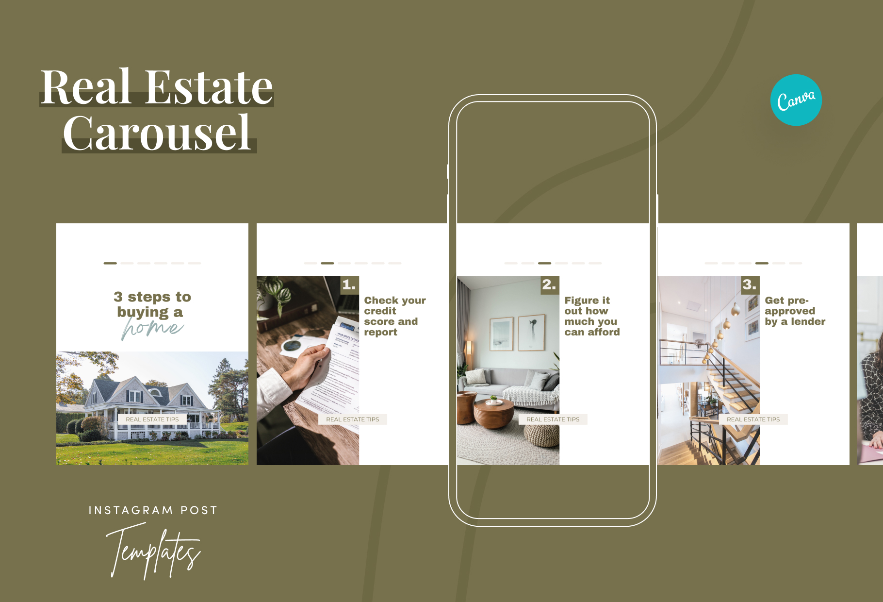 Aurora Real Estate 6-Page Carousel Canva Template
