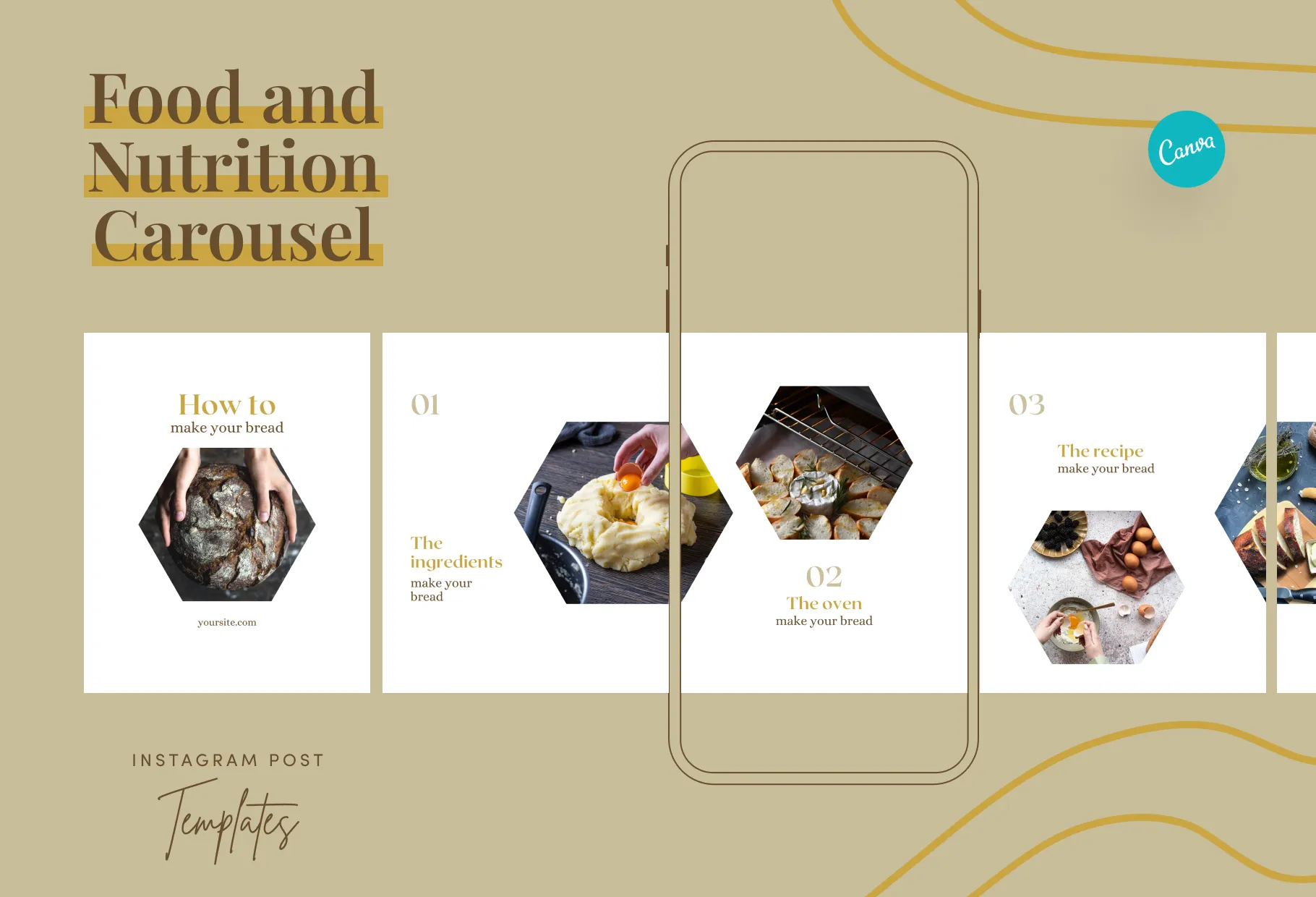 Emily Food and Nutrition 6-Page Carousel Canva Template