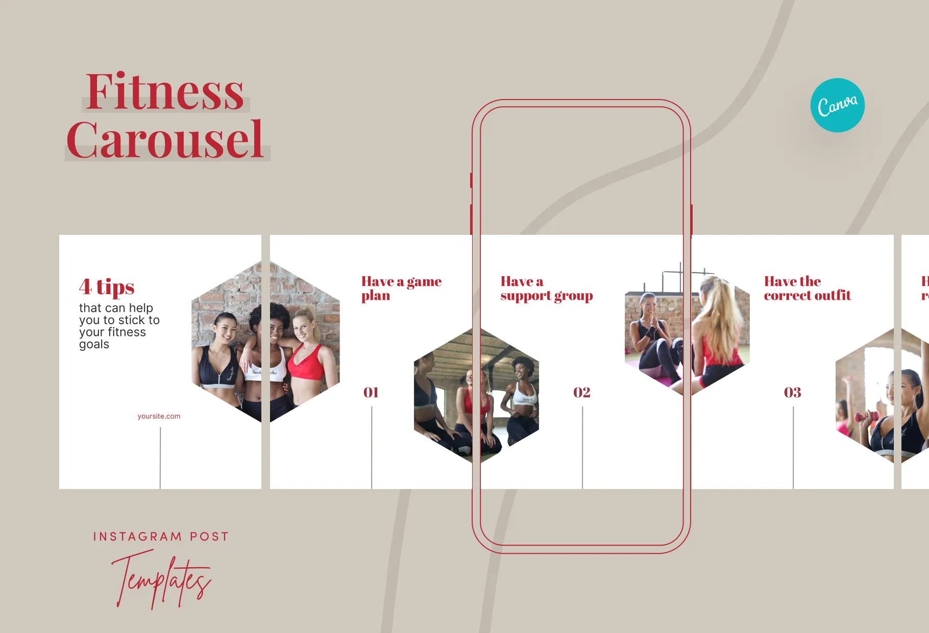 Zoe Fitness 6-Page Carousel Canva Template