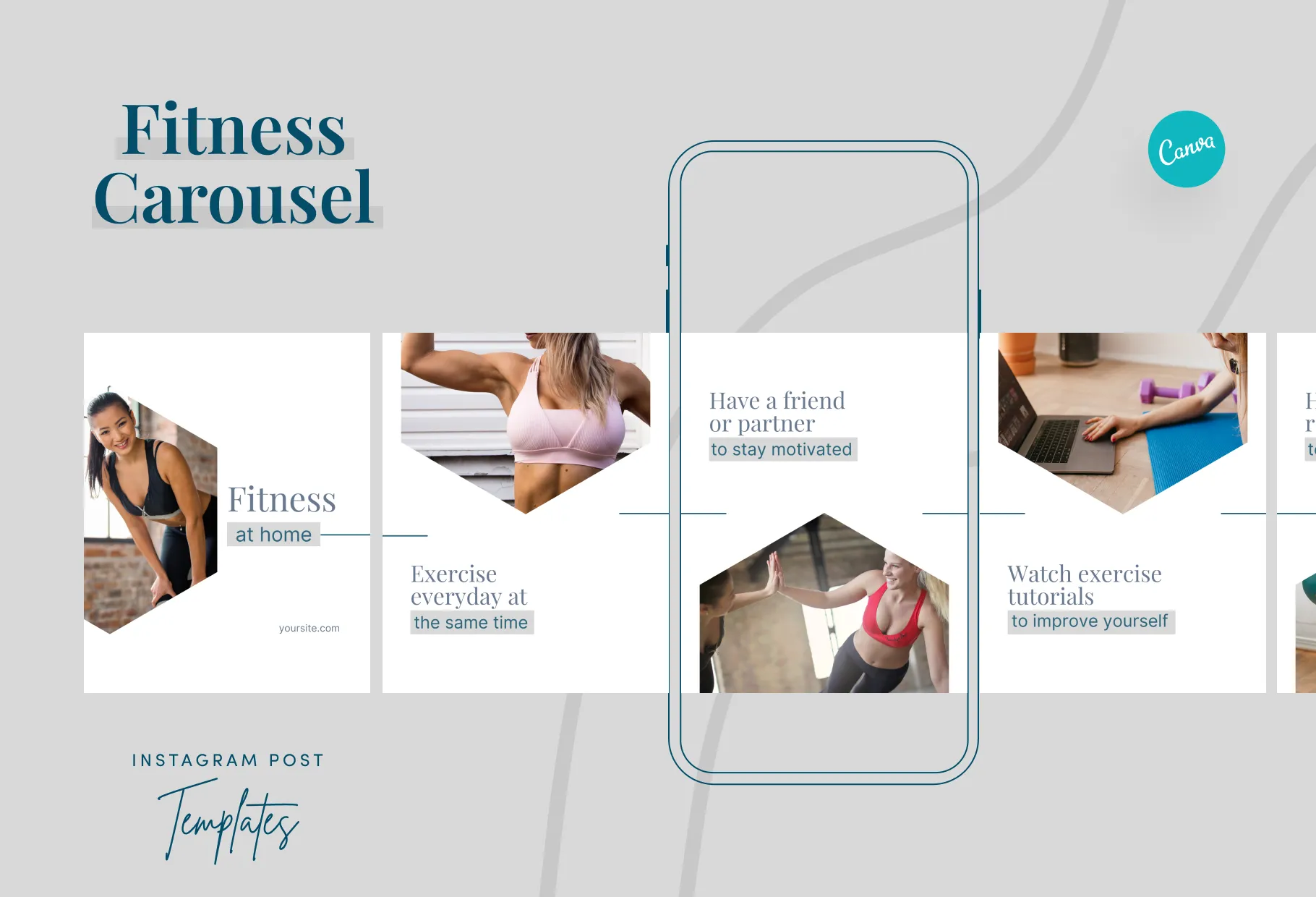 Abigail Fitness 6-Page Carousel Canva Template