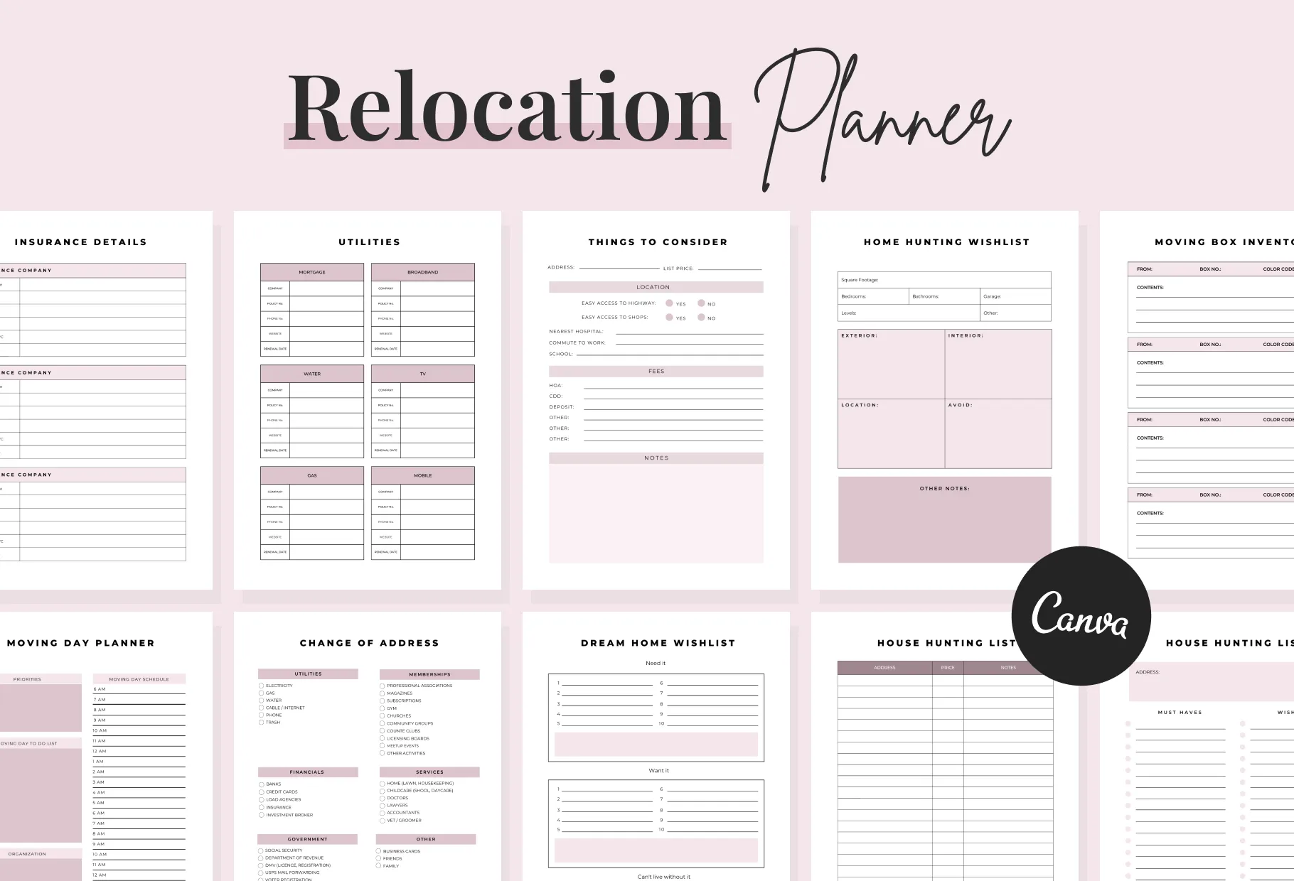 Relocation Planner Canva Template
