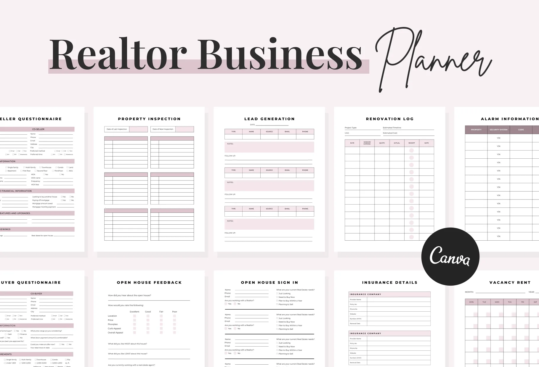 Realtor Business Planner Canva Template