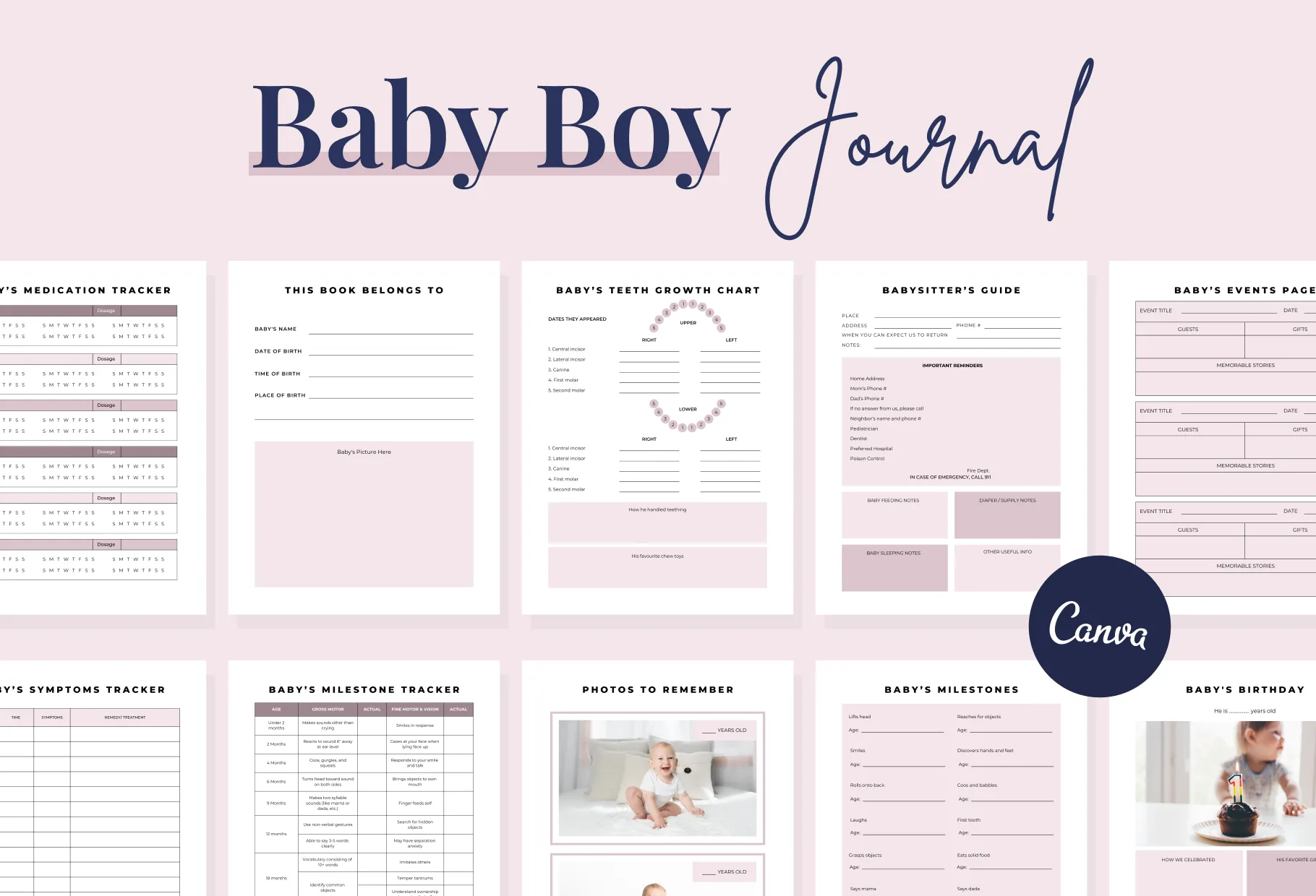 Baby Boy Journal Canva Template