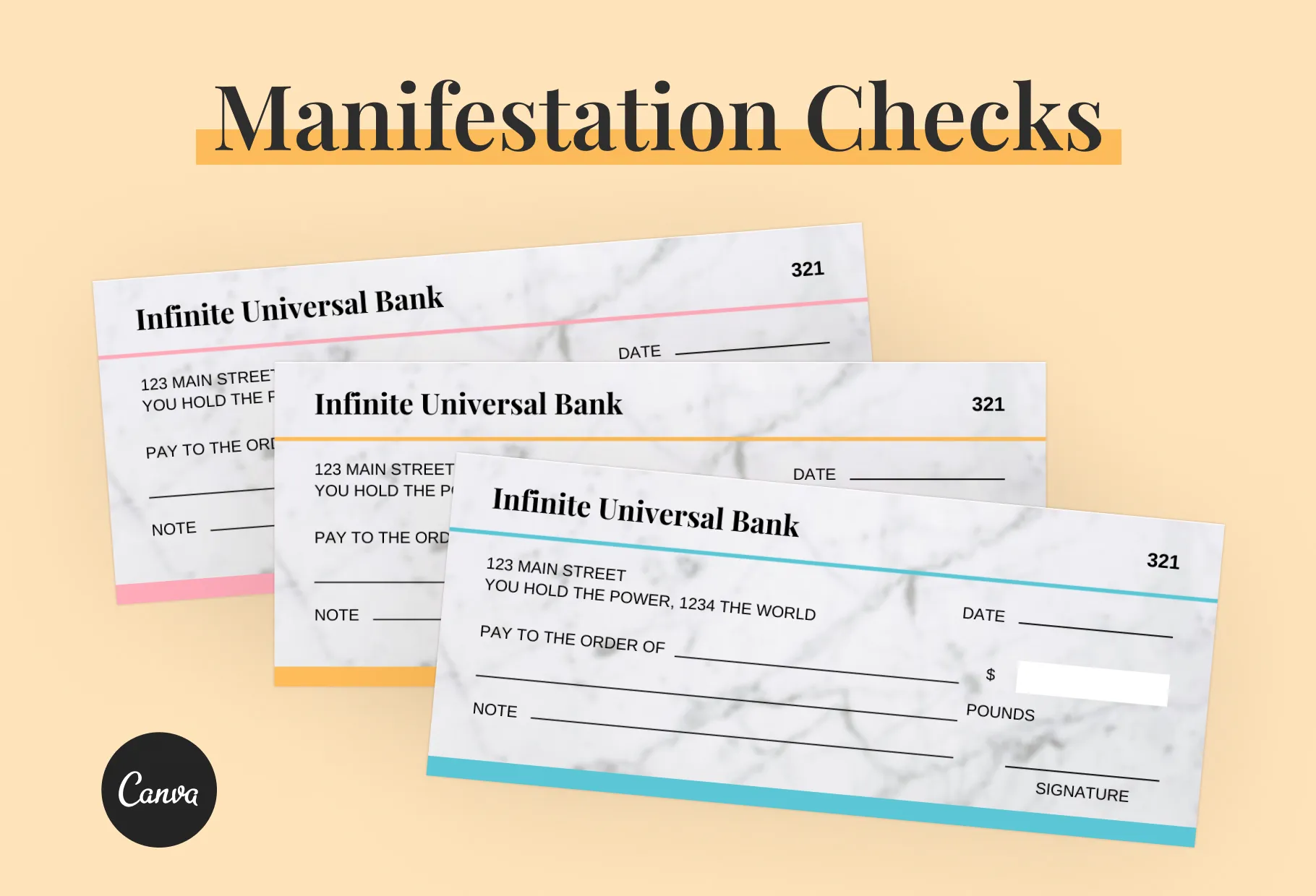 Rajah Manifestation Check Printable and Editable Canva Template