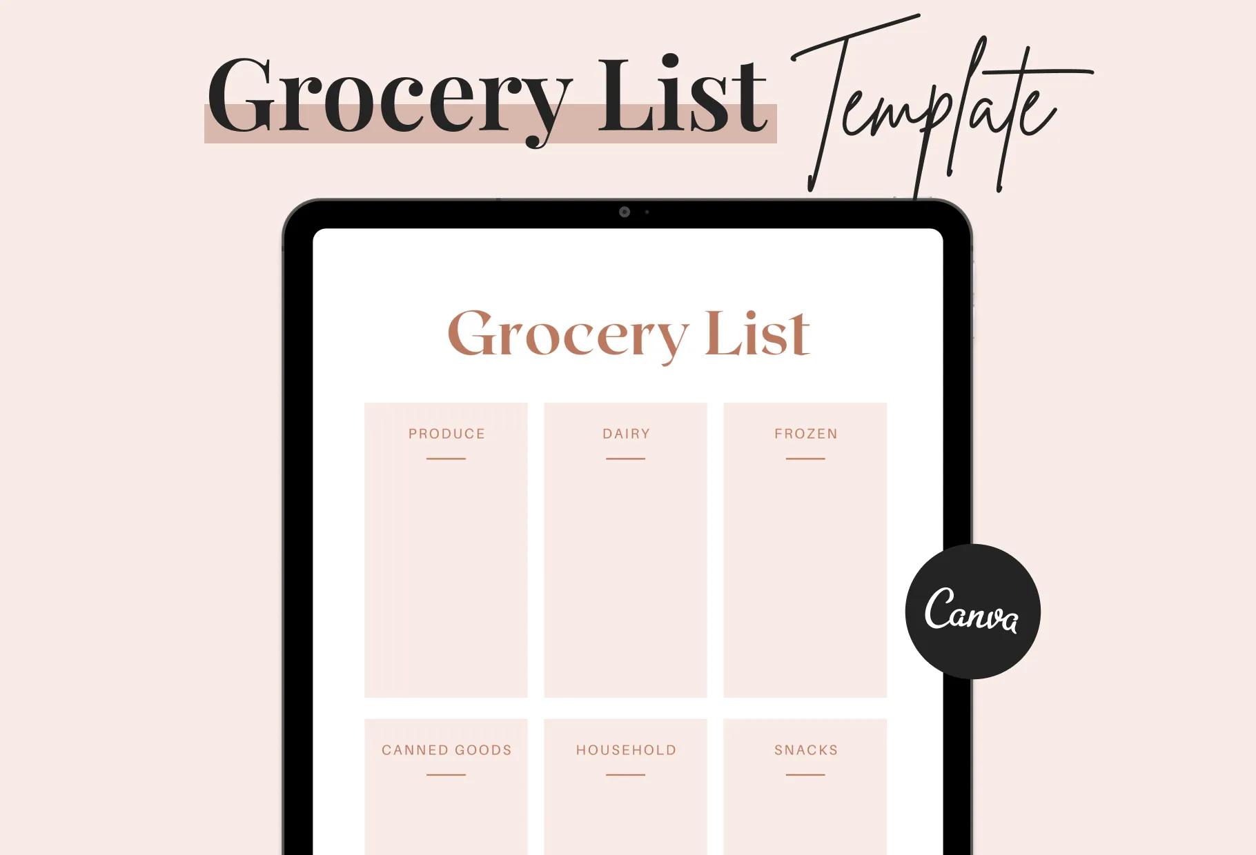 Linen Grocery List Printable and Editable Canva Template