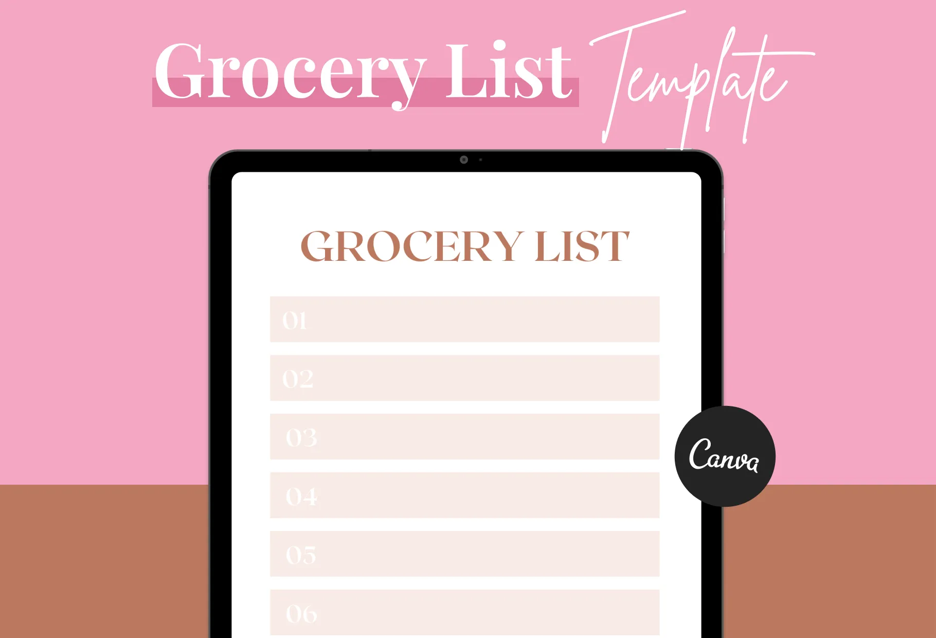 Isabelline Grocery List Printable and Editable Canva Template