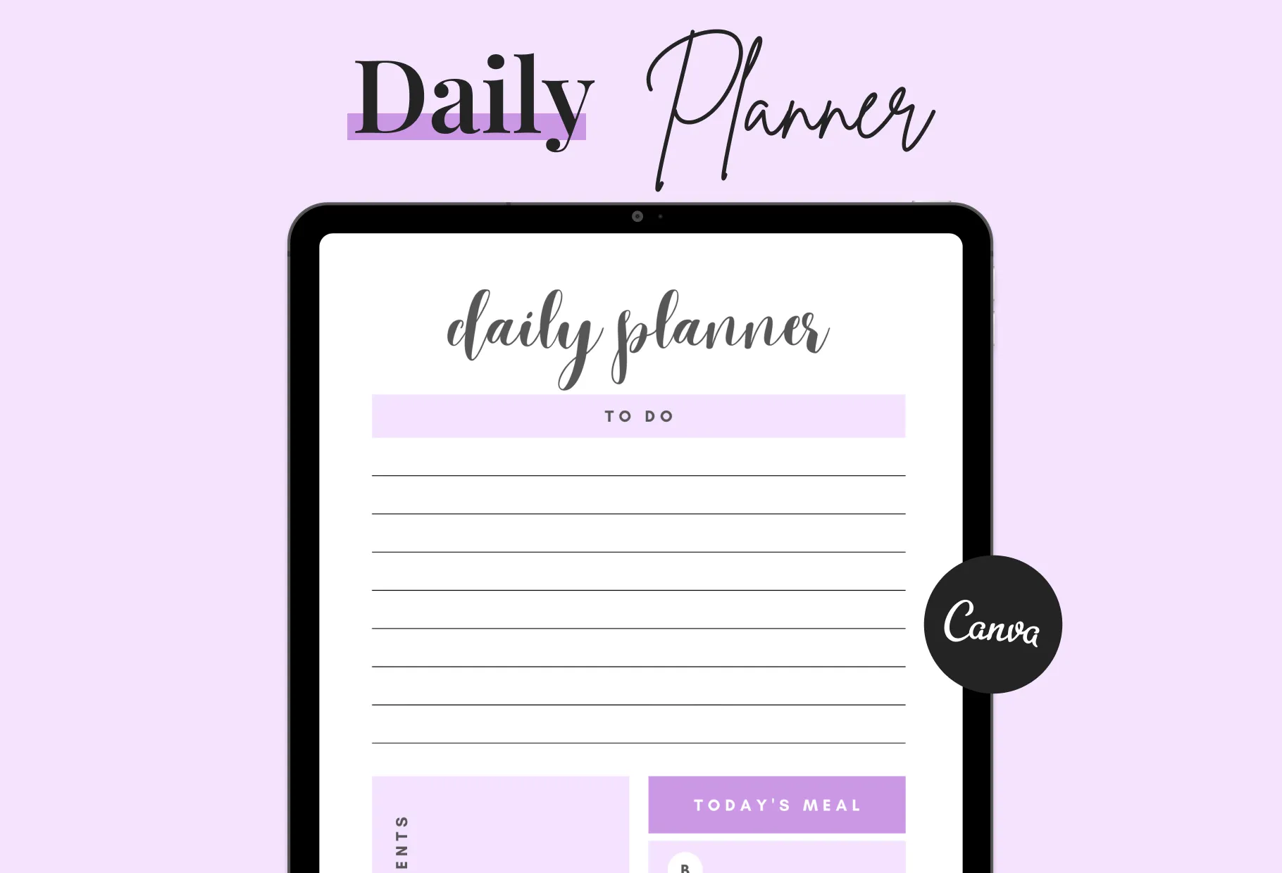 Bright Lavender Daily Planner Printable and Editable Canva Template