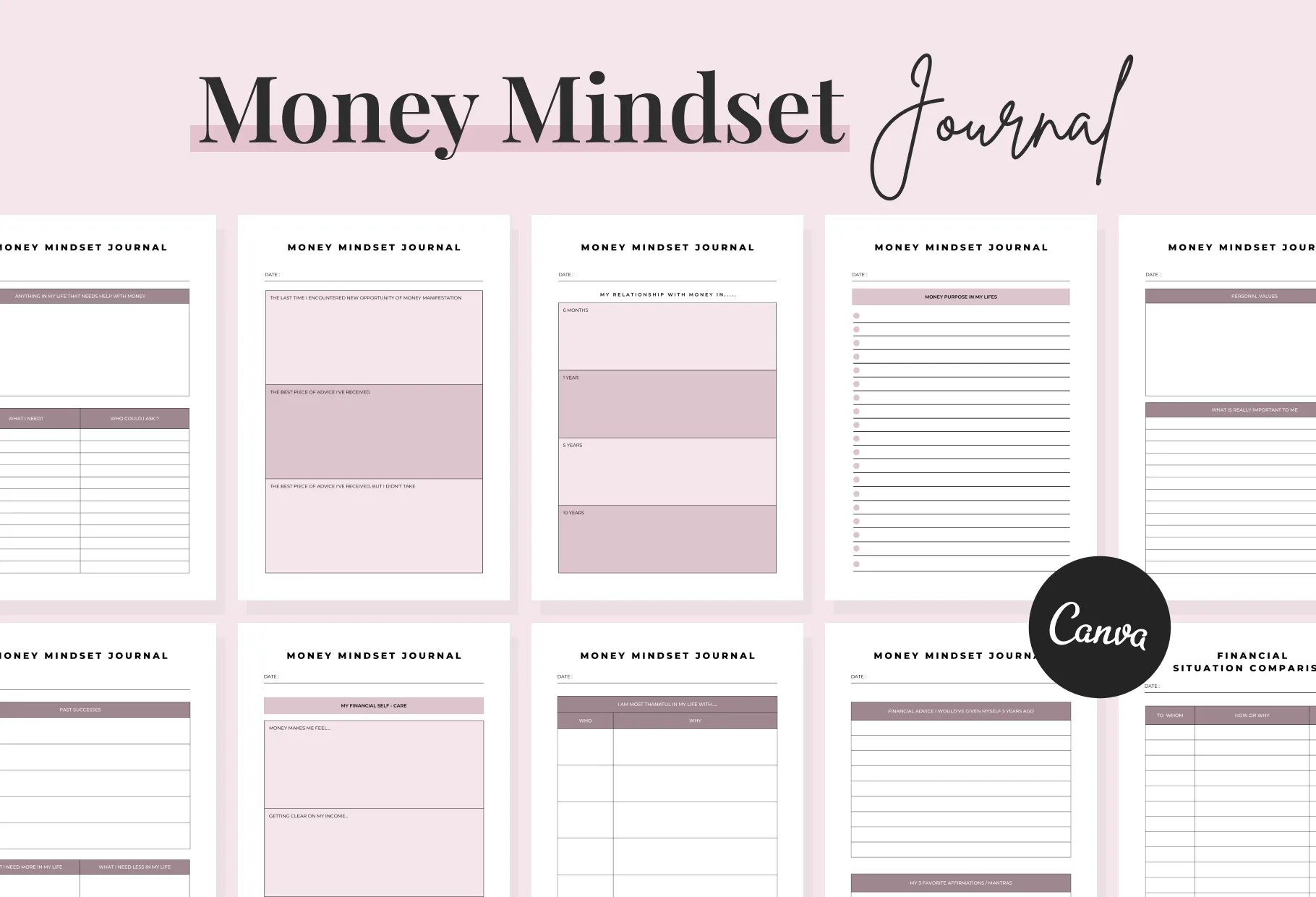 Money Mindset Journal Canva Template