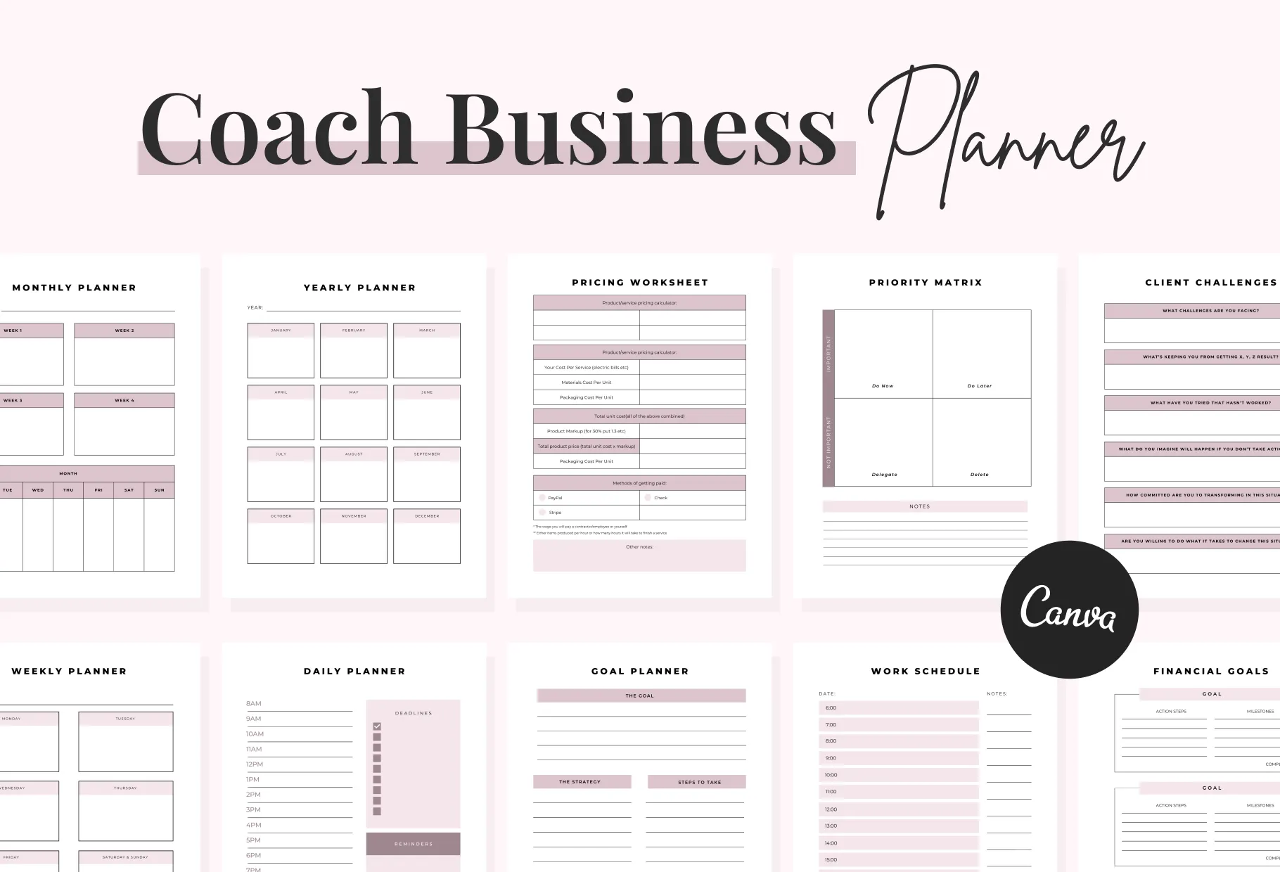 Coaching Business Planner Canva Template