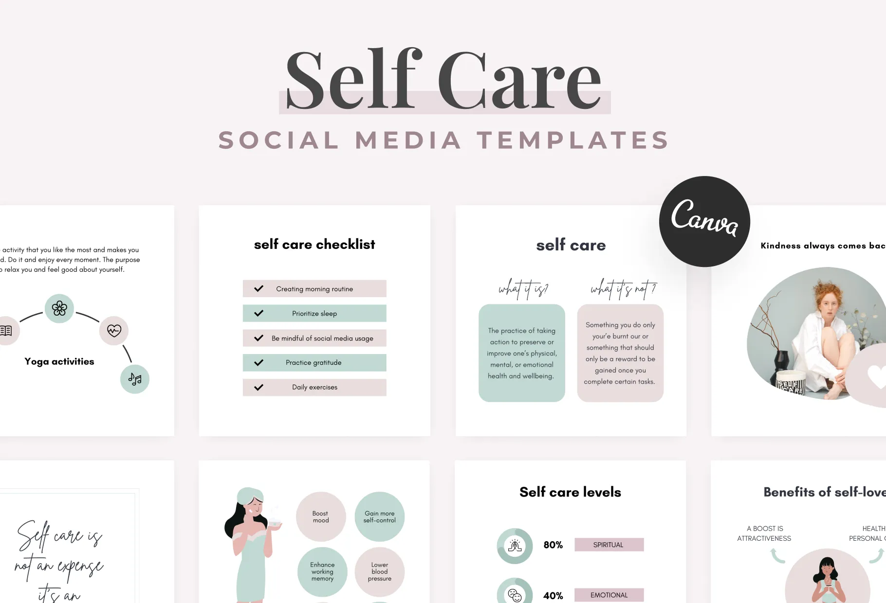 Self Care Social Media Canva Templates