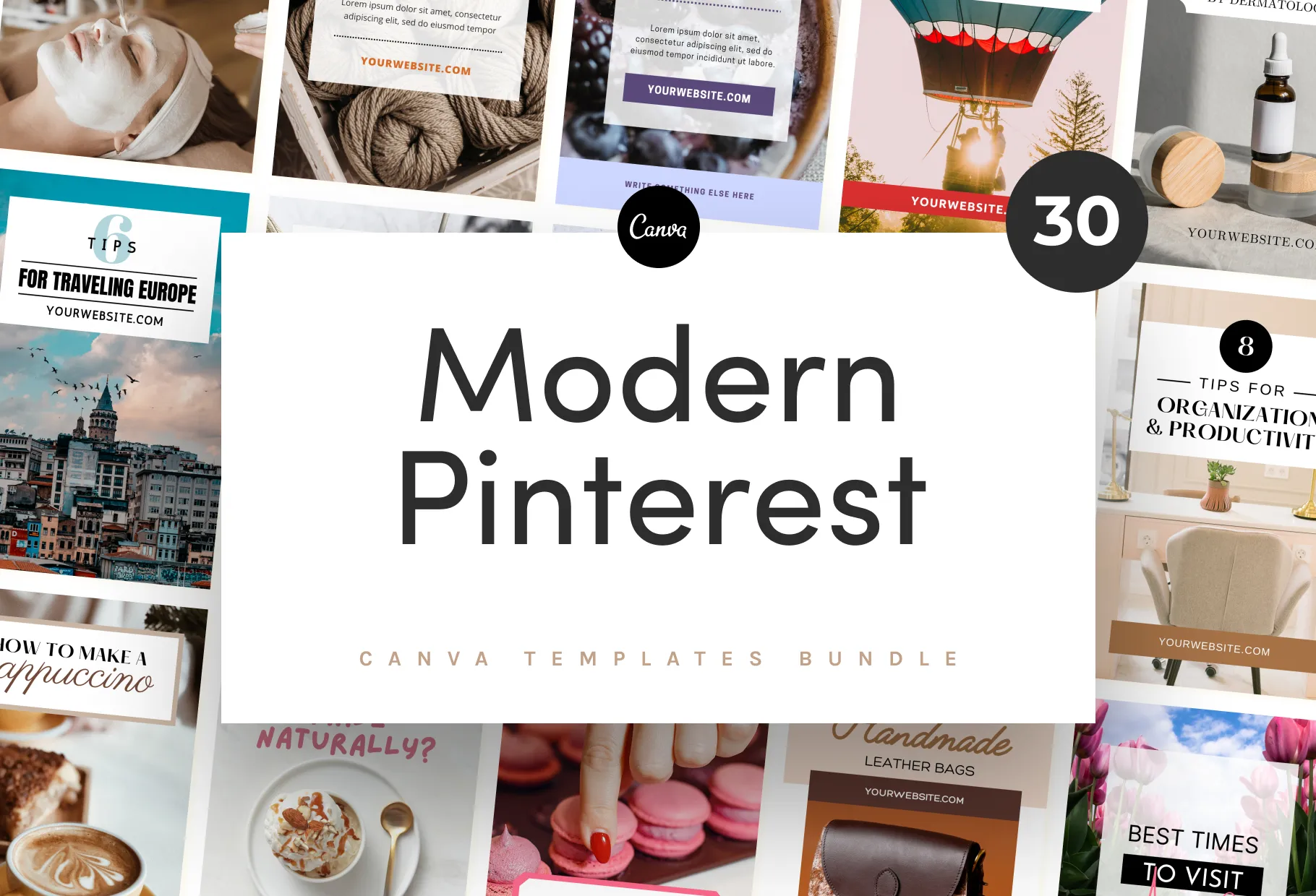 30 Modern Pinterest Canva Template Bundle