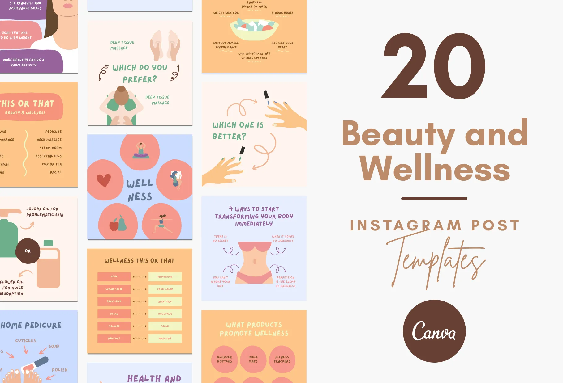 20 Beauty and Wellness Instagram Post Canva Templates