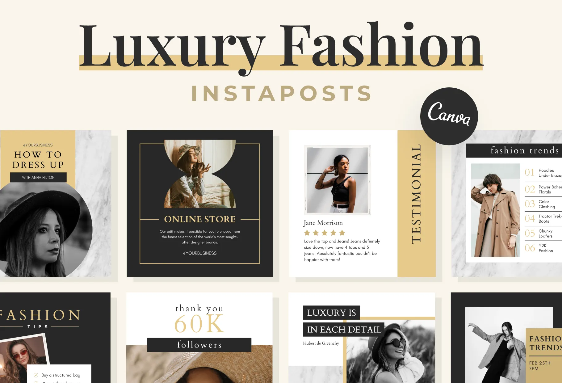 30 Luxury Fashion Instagram Post Canva Templates V2