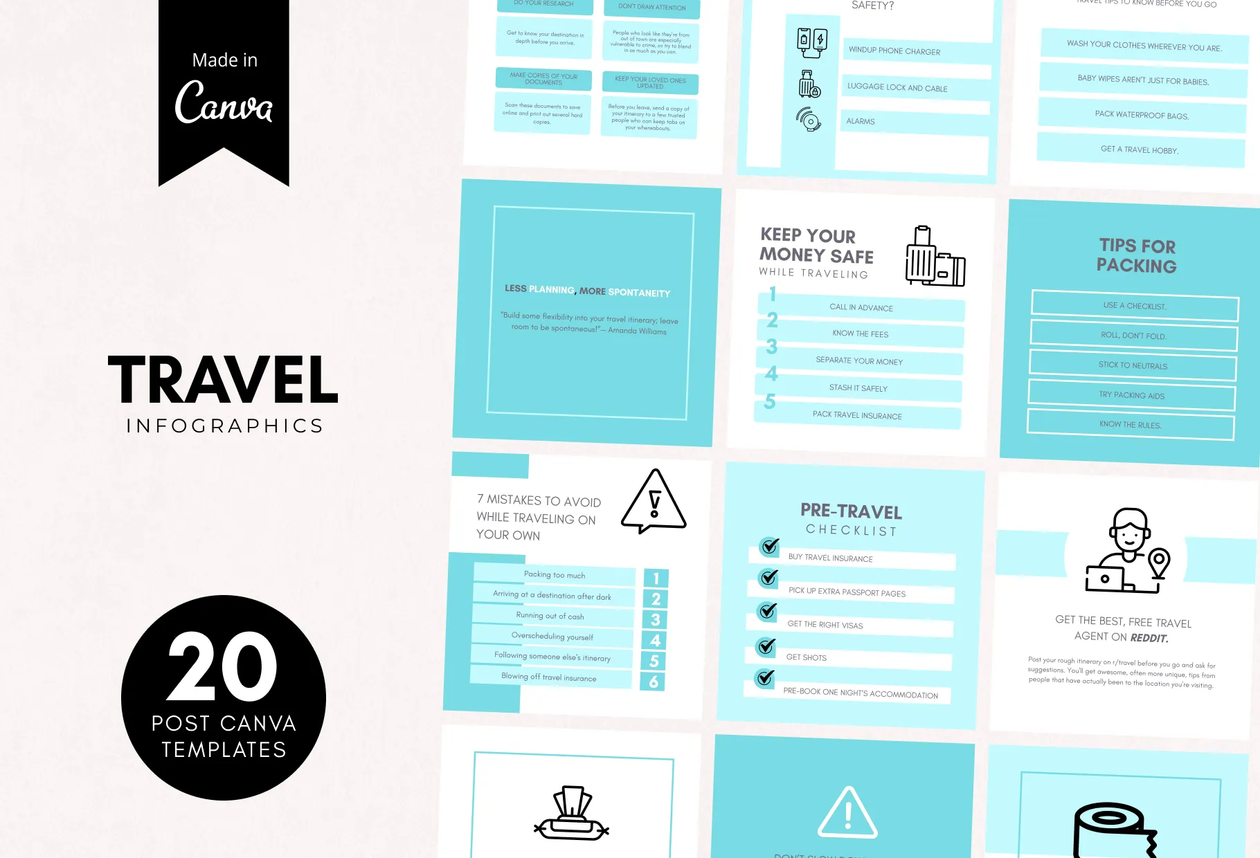 20 Travel Infographics Instagram Post Canva Templates