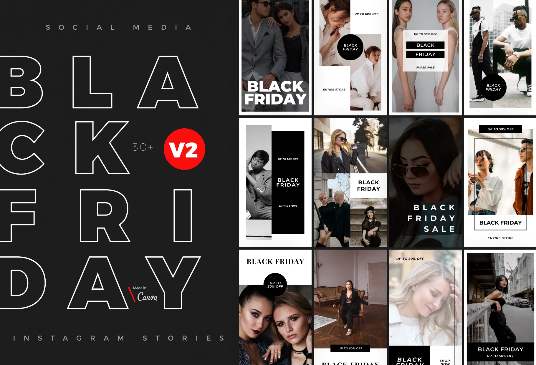 30 Black Friday Instagram Promo Stories Canva Templates V2