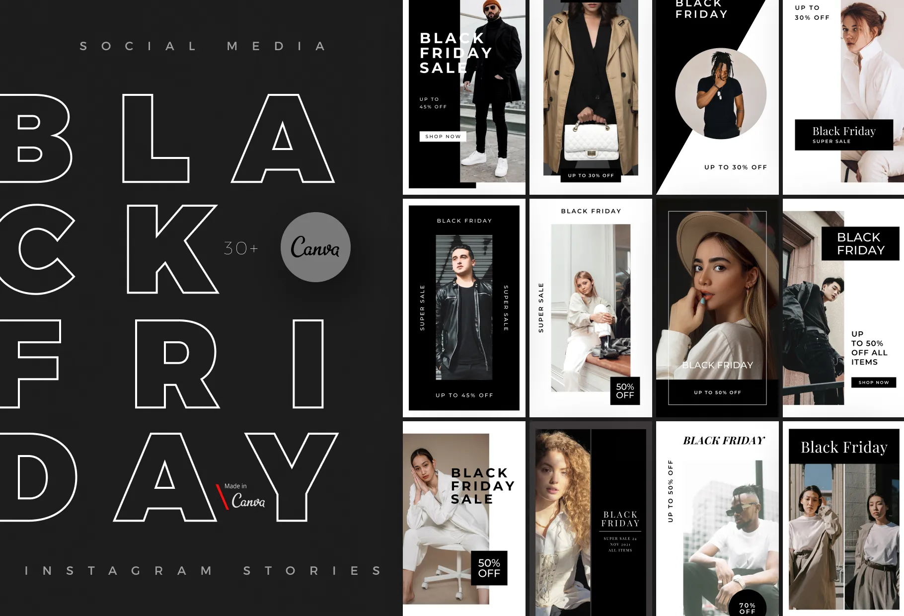30 Black Friday Instagram Promo Stories Canva Templates