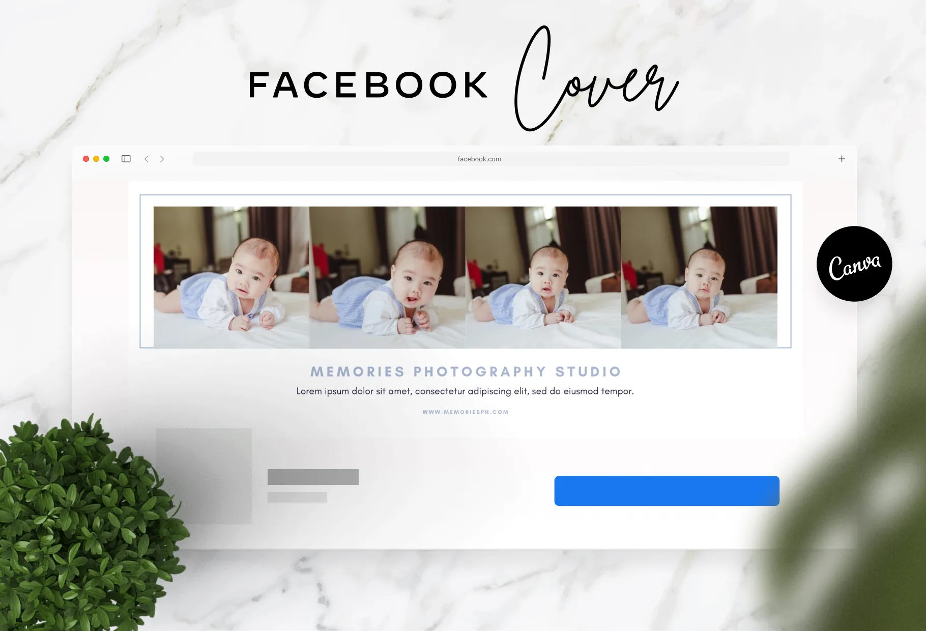Memories Facebook Cover for Photographers Editable Canva Template