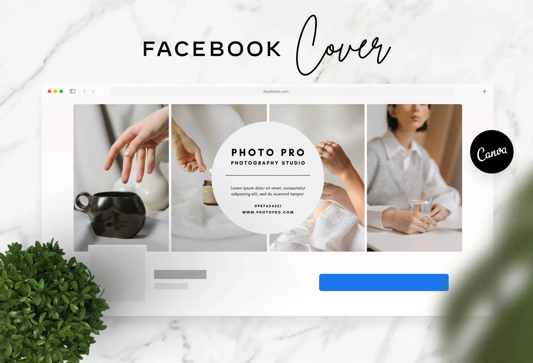 Photo Facebook Cover for Photographers Editable Canva Template