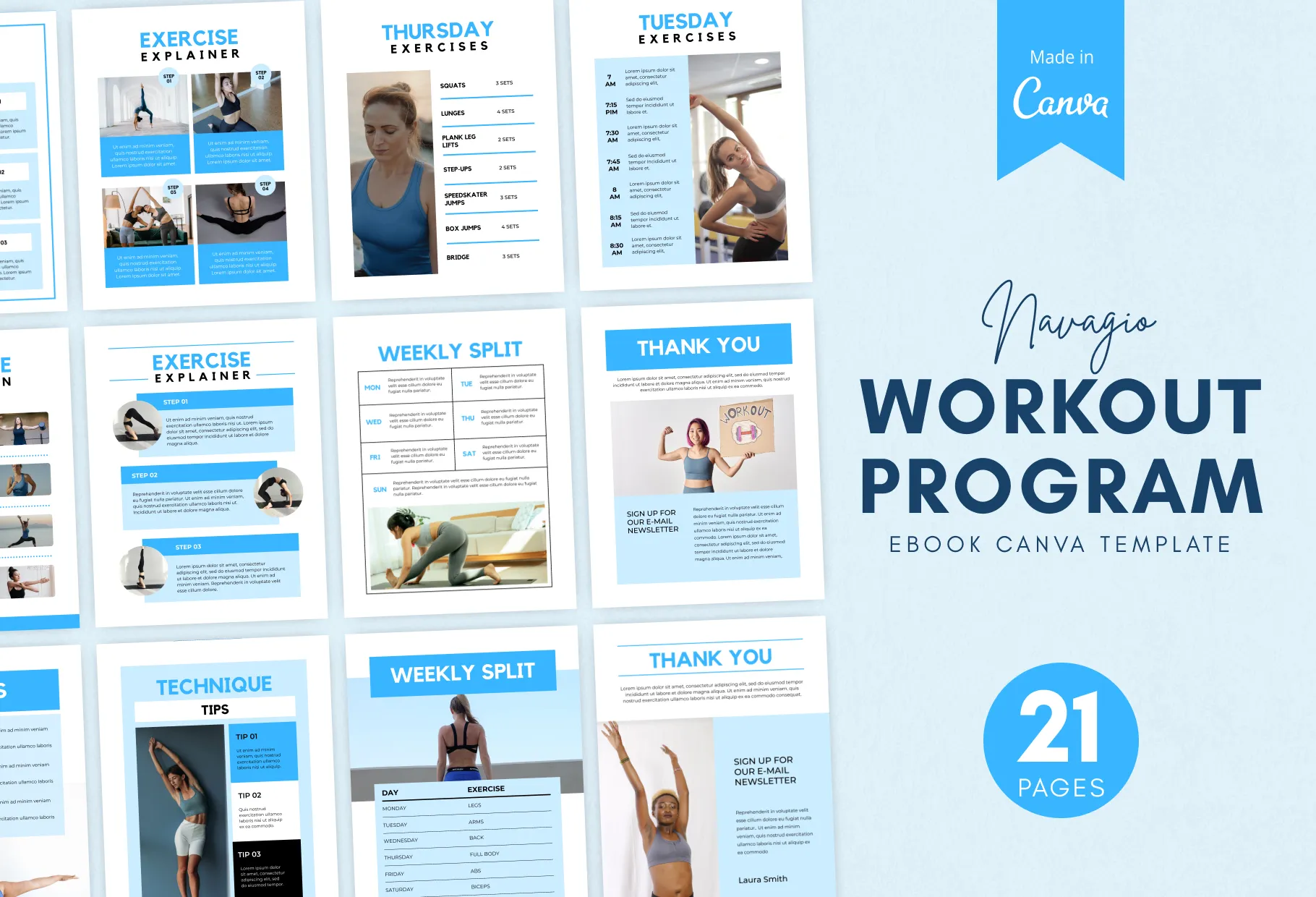 21 Page Workout Program Ebook Navagio Canva Templates